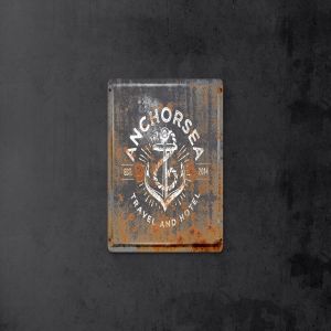 复古做旧生锈金属板风格Logo设计效果图样机 Vintage Rusty  Metal Plate  Mockup