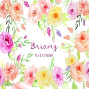 梦幻系列水彩花卉剪贴画合集 Watercolor Clipart Dreamy Collection