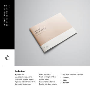 信纸尺寸规格横向小画册样机模板 Letter Landscape Brochure Mockup