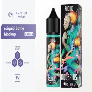 电子烟油瓶&包装盒外观设计样机模板[50ml规格] eLiquid Bottle Mockup v. 50ml-C