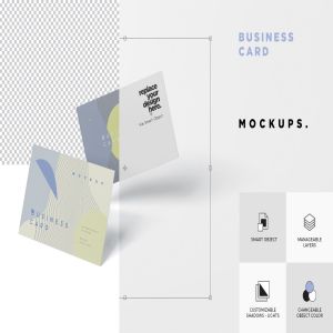 企业名片设计散落效果图样机模板 Business Card Mock-Up插图6
