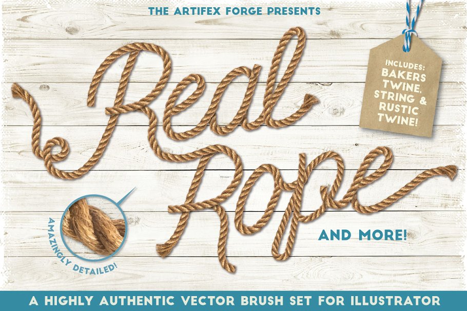真实绳索纹理AI笔刷 Real Rope – Illustrator Brushes