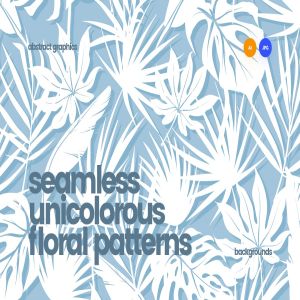 单色花卉无缝图案/背景素材 Unicolorous Seamless Floral Patterns / Backgrounds
