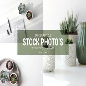 简约绿色生活方式照片样机模板 Stock photo mockups Green lifestyle