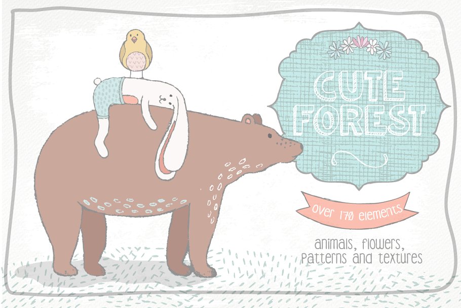 可爱森林剪切画、纹理&图案 Cute Forest Collection Pro