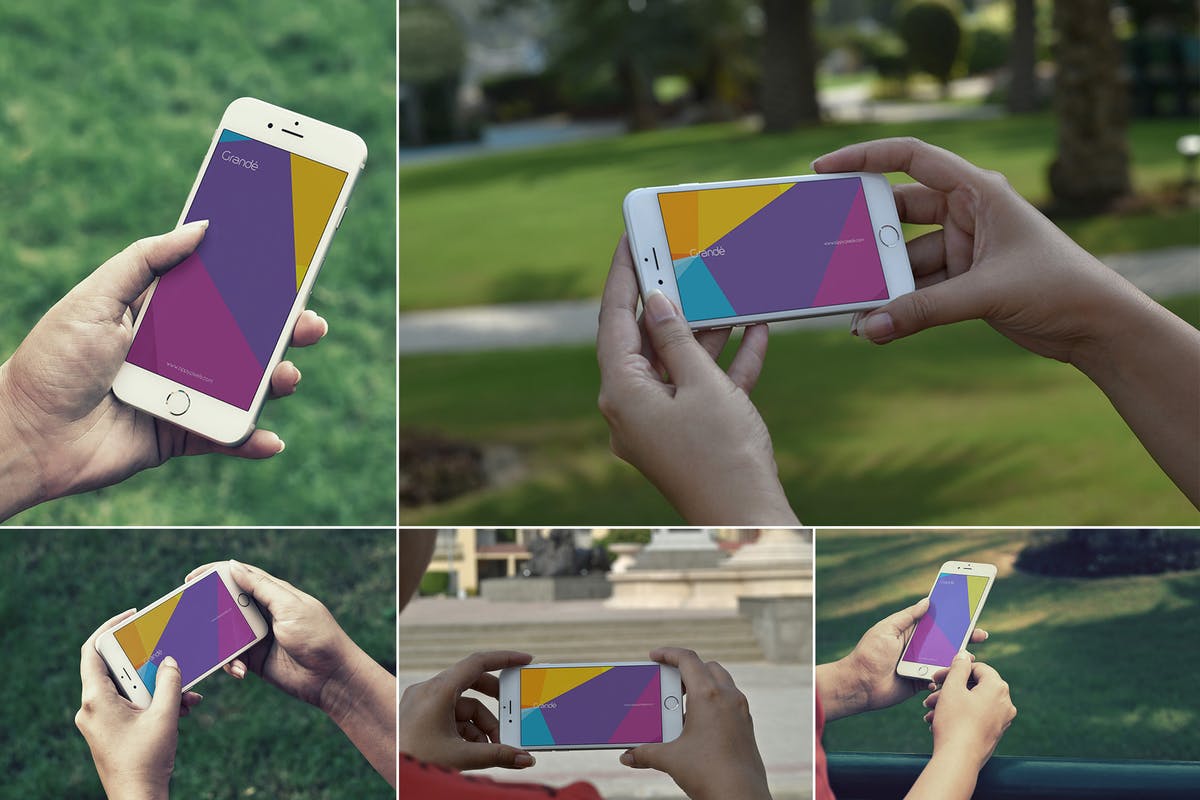 手持旧款iPhone使用场景样机模板 iPhone Mockups