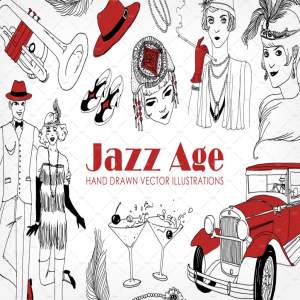 复古风格矢量男女手绘素材下载[eps,jpg]