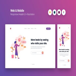 Web&APP设计信息图表矢量概念插画设计素材v2 Web & Mobile Responsive Cover UI + Illustration 2