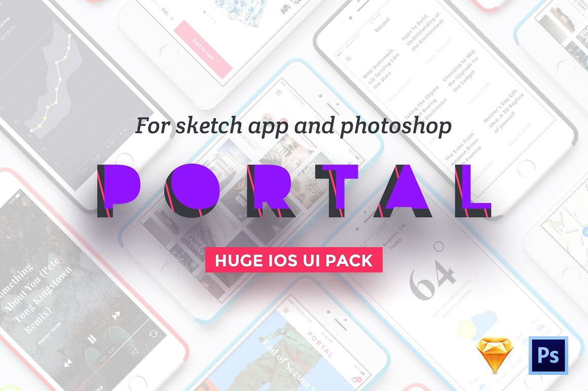 200+iOS 界面 UI 套件素材包 PORTAL UI PACK [SKETCH&PSD]