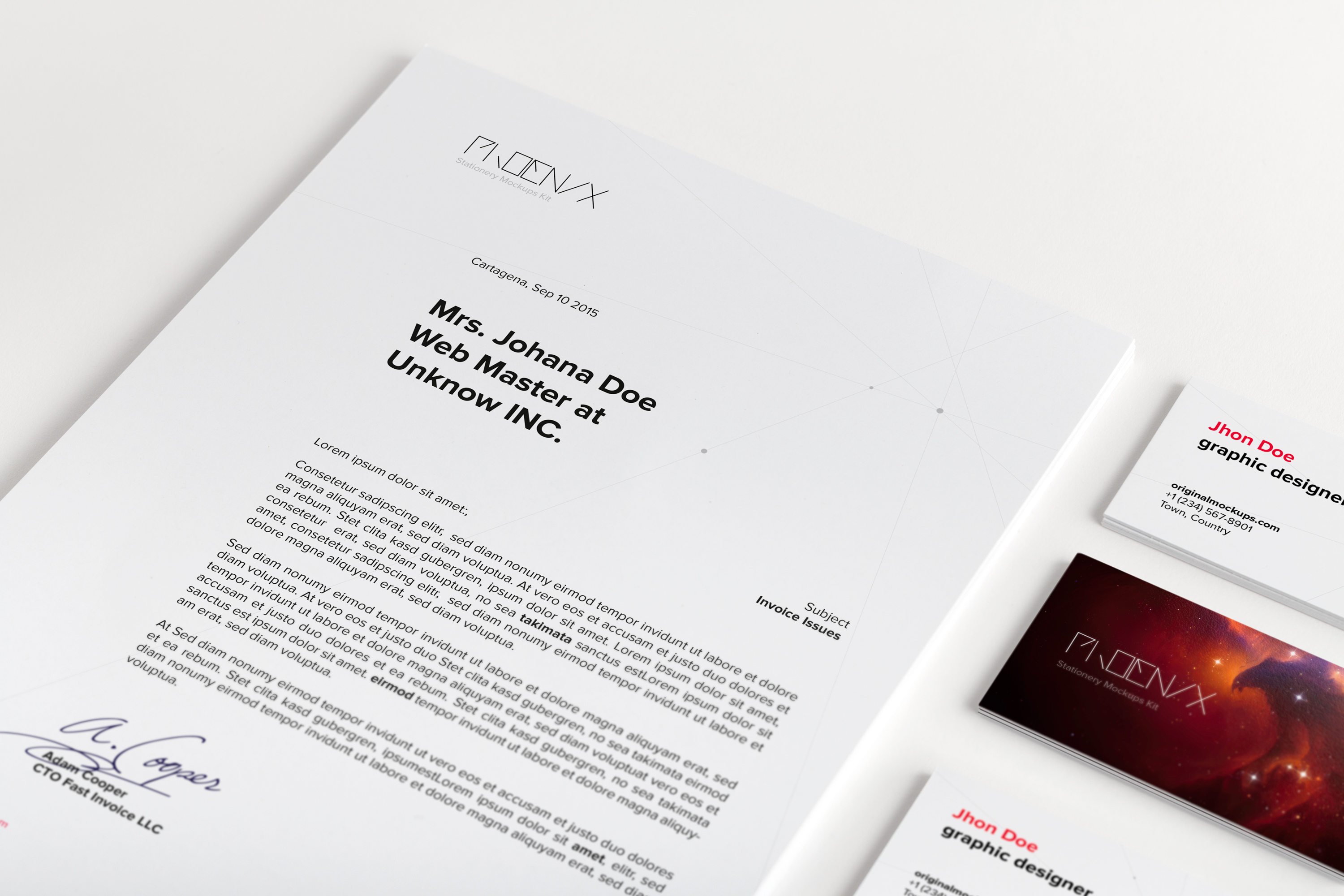 A4信纸信头＆企业名片设计效果图样机03 A4 and Business Cards Mockup 03