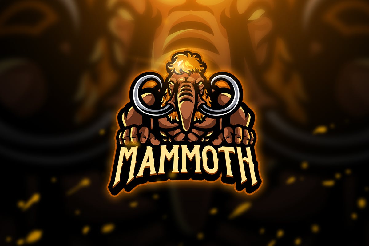 猛犸象电子竞技吉祥物Logo标志设计模板v2 Mammoth 2 – Mascot & Esport Logo