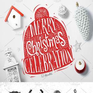 圣诞节饰物剪影矢量图形 Christmas silhouettes