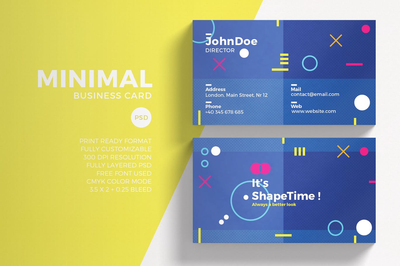 时尚新孟菲斯风格的清新名片设计模板（psd）