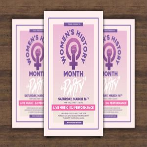 女权主义运动主题传单设计模板 Women’s History Month Flyer