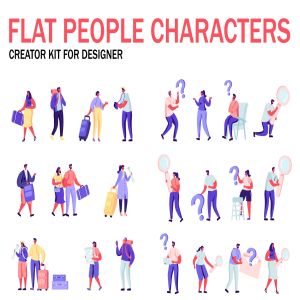 扁平化设计风格虚拟人物角色图形设计工具包v8 Flat People Character Creator Kit