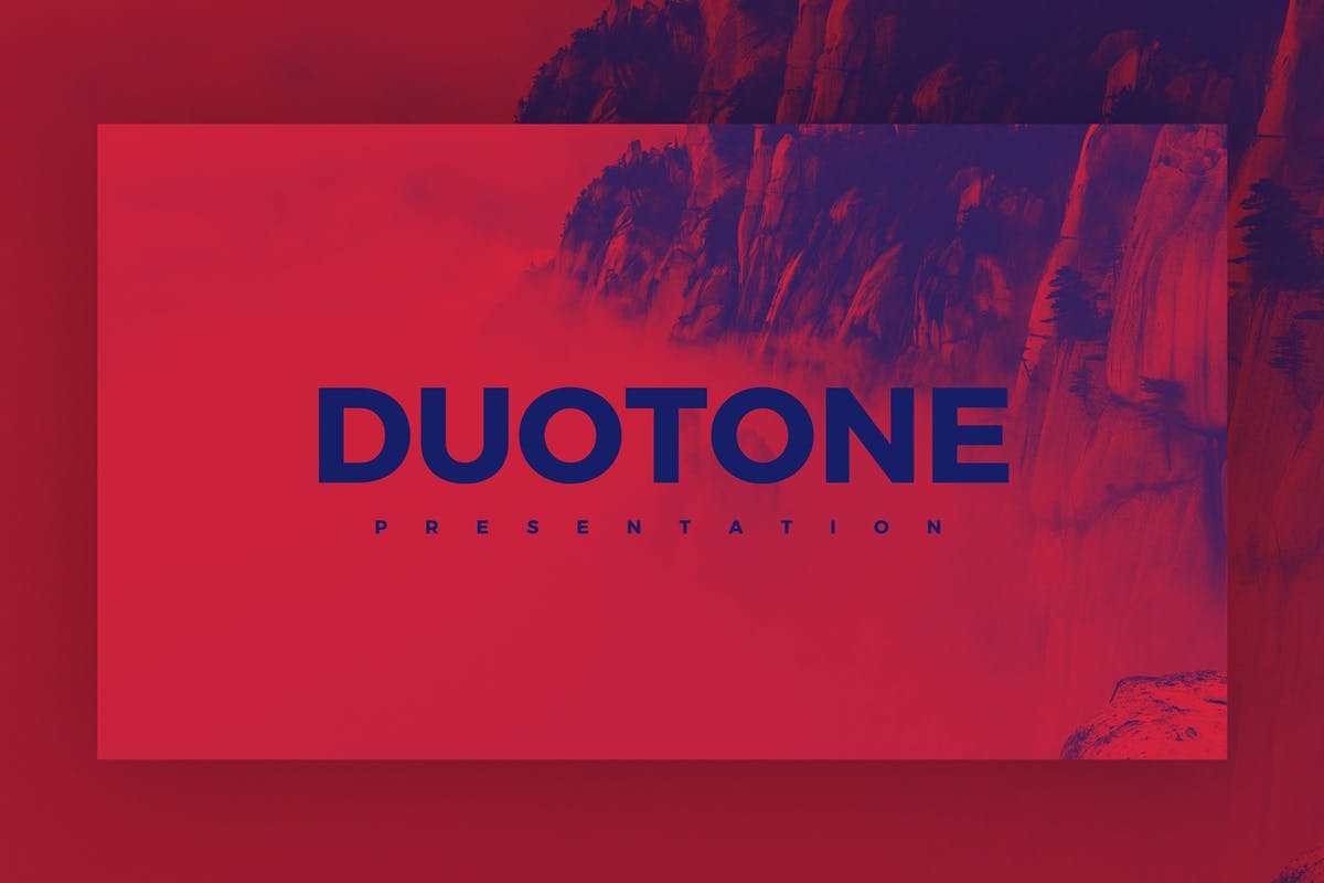 双色调设计风格别具一格的PPT幻灯片设计模板 Duotone – Powerpoint Template