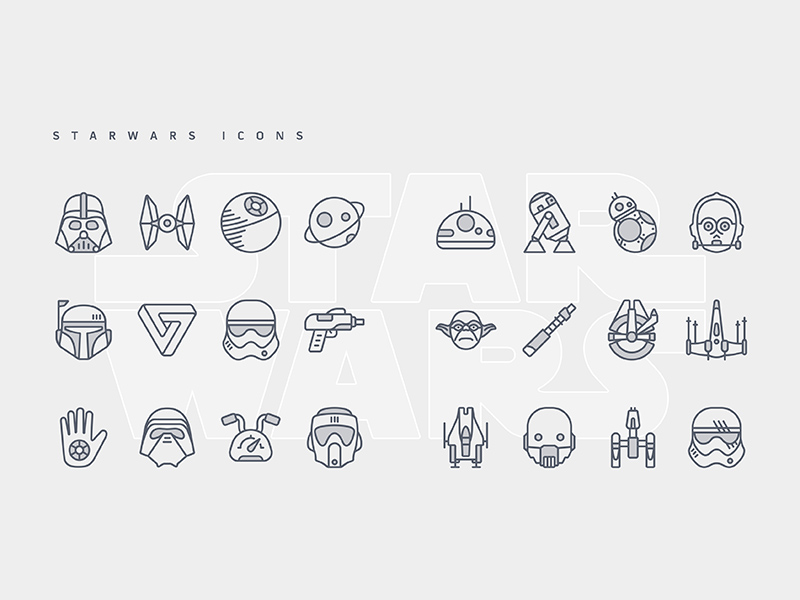 星球大战主题概念图标 Star Wars Vector Icons
