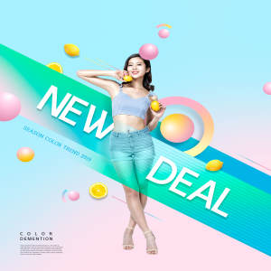 充满活力的女性服饰电商广告海报设计模板