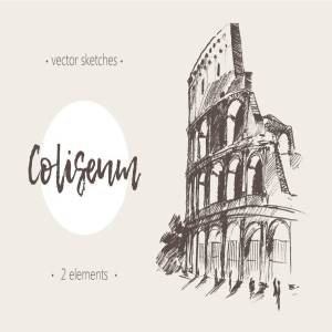 大剧场速写素描图形 Two sketches of The Coliseum