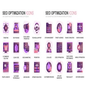 现代扁平化渐变设计风格SEO搜索引擎优化主题图标素材