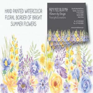 夏天花卉水彩手绘装饰框&设计元素PNG素材 Summer Flowers: Border and Elements in Watercolor插图2