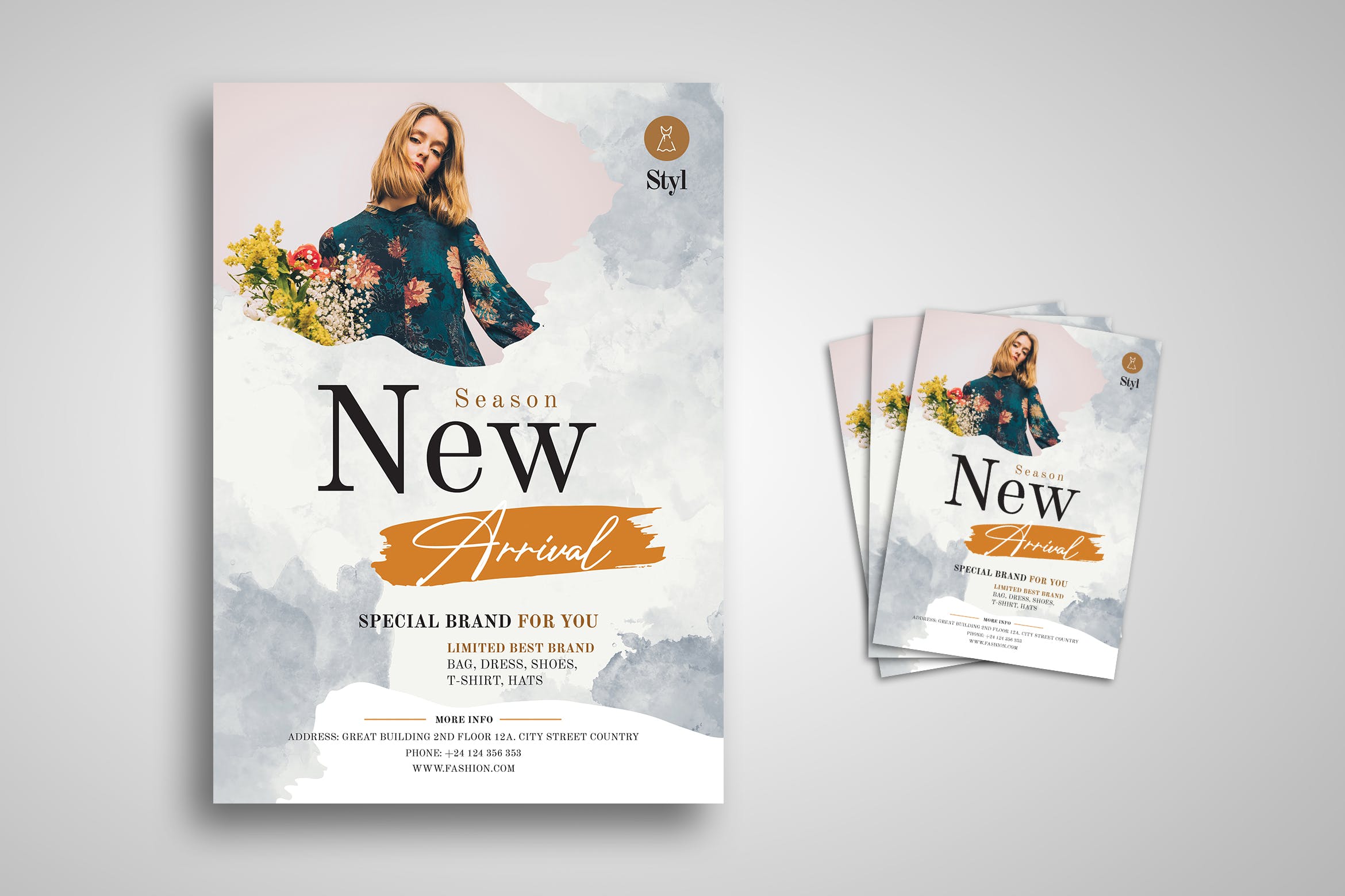 女装新品到店促销活动海报传单设计模板 Fashion Sale Flyer