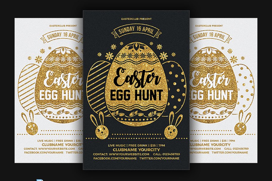 复活节寻蛋活动海报宣传传单模板 Easter Egg Hunt Flyer