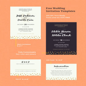 婚礼邀请卡/请帖模板Free Wedding Invitation Templates