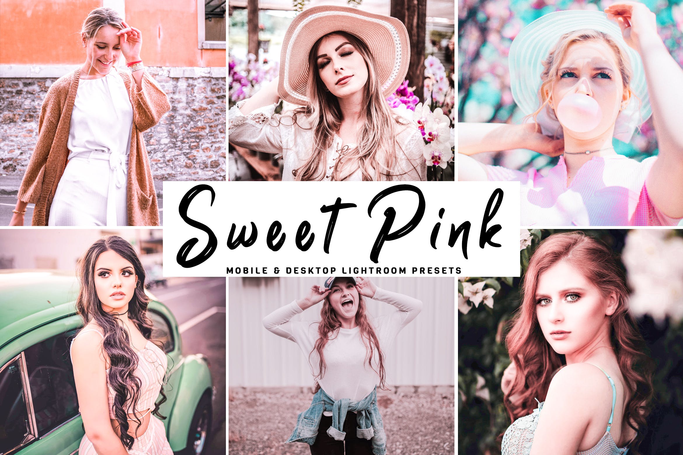 粉红明快梦幻效果照片调色滤镜LR预设下载 Sweet Pink Mobile & Desktop Lightroom Presets