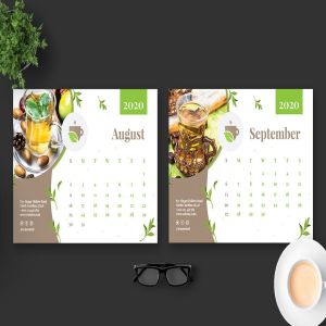 茶文化茶叶品牌定制2020年活页台历表设计模板 2020 Tea Herbal Green Calendar Pro插图6