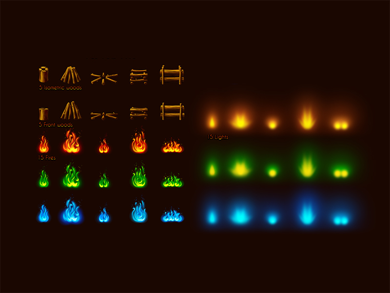 露营火堆图标套装 Camp Fire Maker