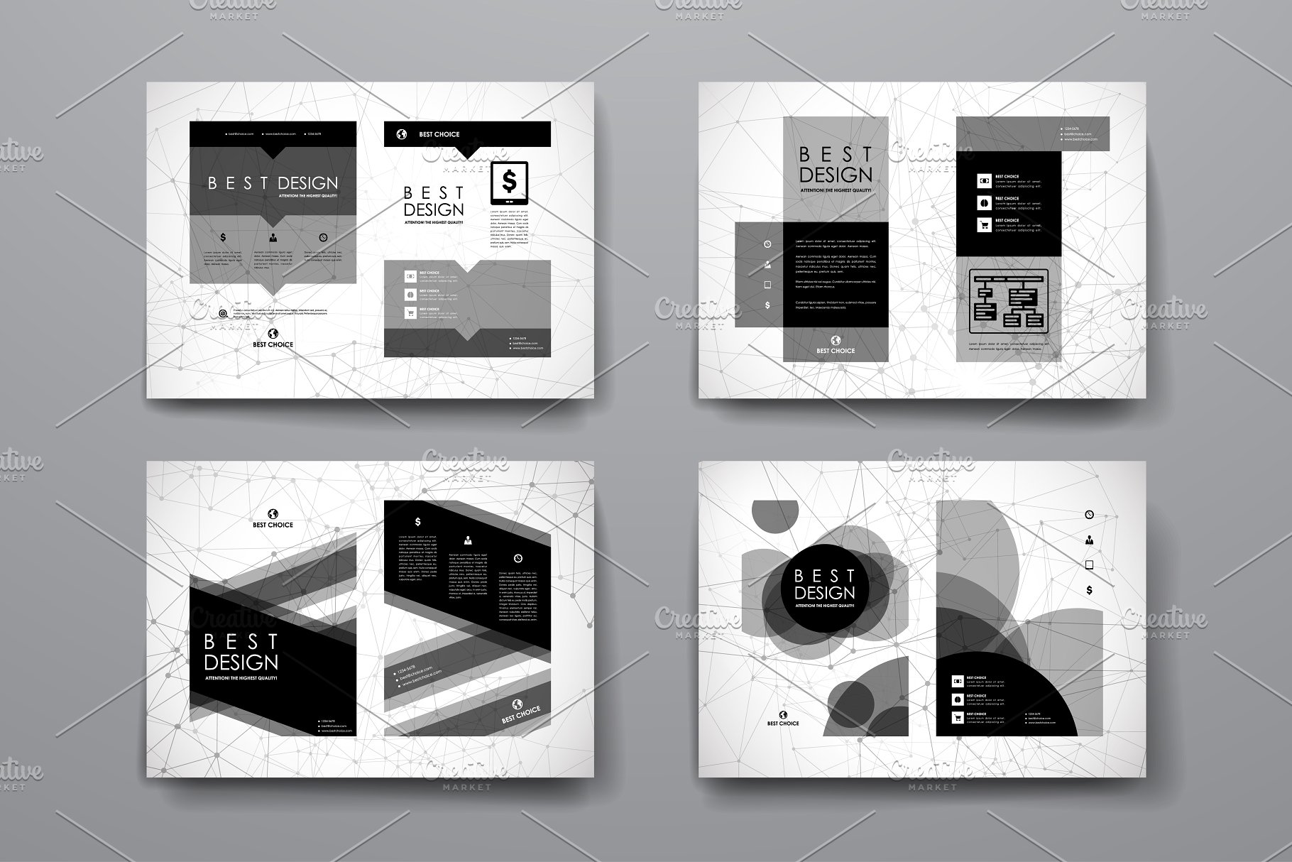 分子结构图形背景画册小册子模板 Molecular brochures