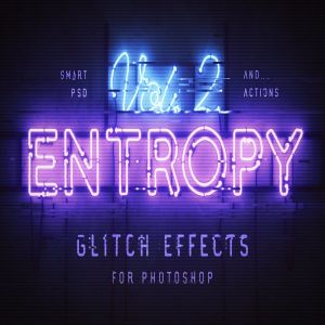 荧光灯管信号故障效果PS动作 Entropy Volume II Photoshop Glitch Effects