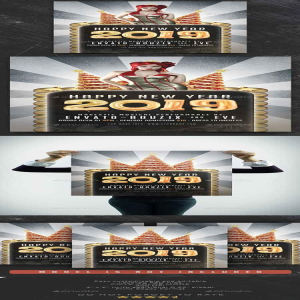 2019年新年海报模板下载 Happy New Year 2019 Flyer [psd]