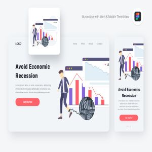 经济衰退图解经济分析矢量概念插画[Figma&SVG] Economic recession illustration (Figma & SVG)