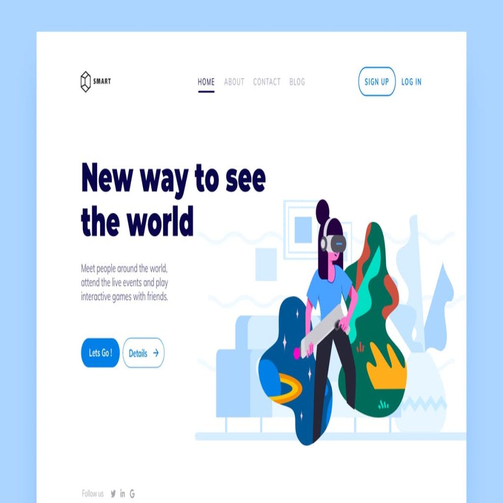 网站着陆页设计vr虚拟现实技术插画素材vr Landing Page Illustration 一流设计网