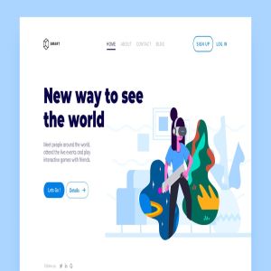 网站着陆页设计VR虚拟现实技术插画素材 VR Landing Page Illustration