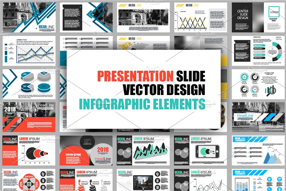 适合报表、市场营销、广告、年报…PPT幻灯片模板 Powerpoint Slide Templates