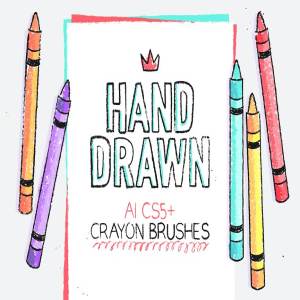 134种不同纹理和压力笔触蜡笔 Illustrator 笔刷 134 Illustrator Crayon Brushes