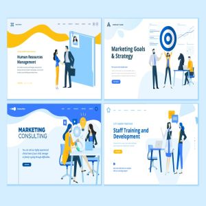 企业运营管理概念插画网页设计素材 Set of Business Web Page Design Templates