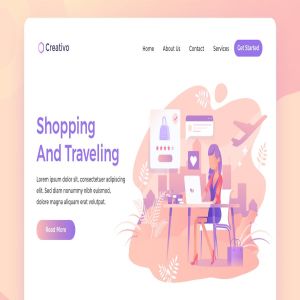 购物&旅行电商主题插画网站着陆页设计模板 Shopping and Travelling, ecommerce Landing Page
