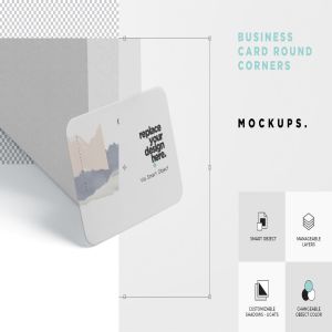 圆角名片设计桌面摆放效果图样机模板 Business Card Mockup Round Corners插图6