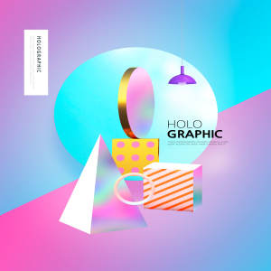 全息炫彩渐变颜色方块积木海报设计素材