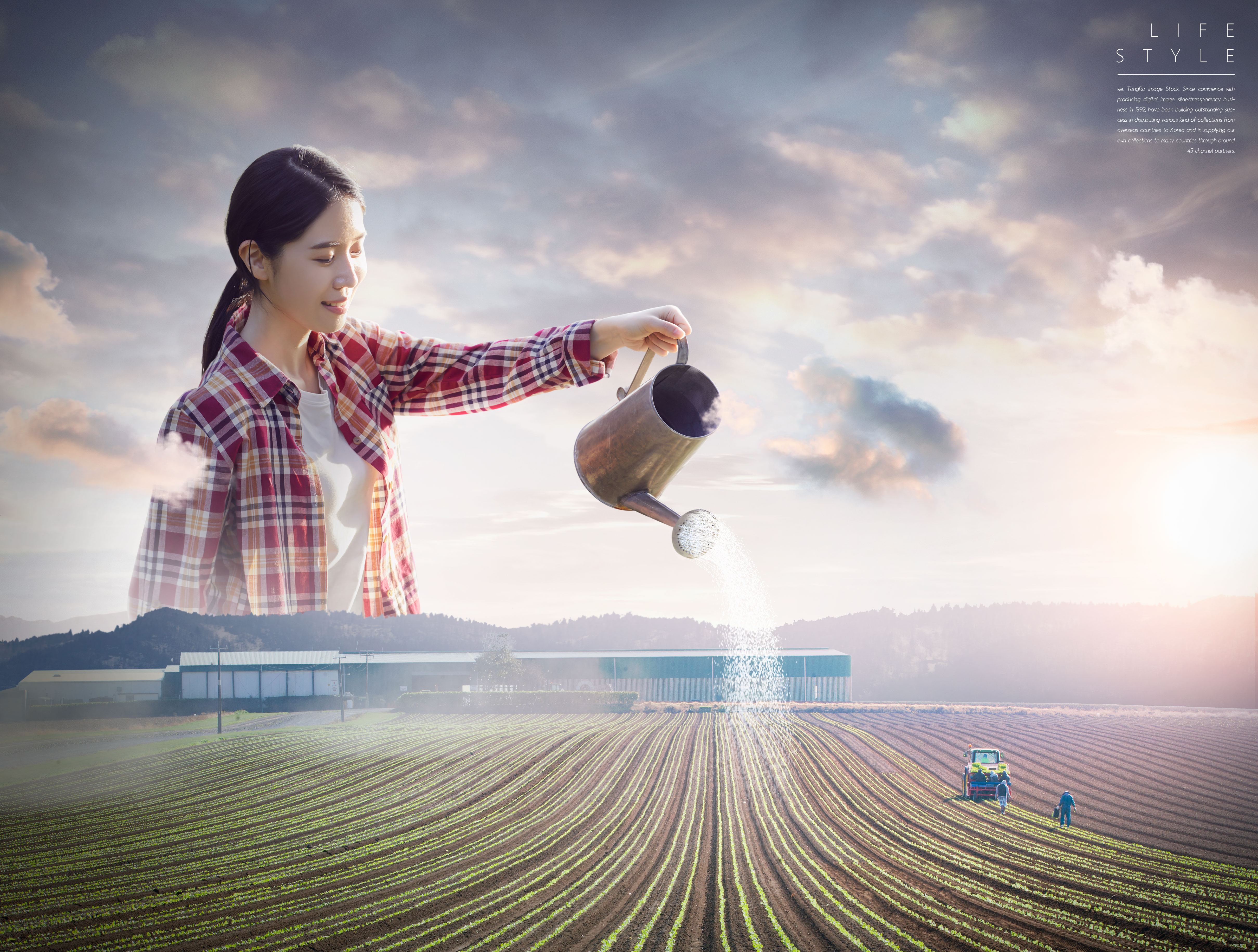 农场浇水生活主题创意海报模板