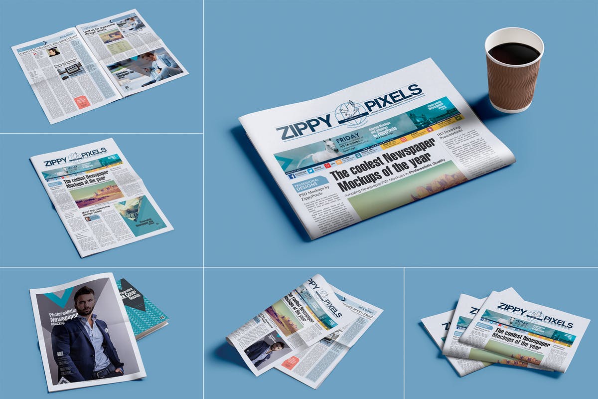 专业新闻报纸PSD印刷品样机 Professional Newspaper PSD Mockups