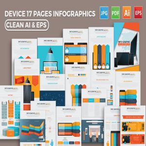 数码电子产品信息图表元素设计素材 Device 17 Pages Info Graphic Elements Design