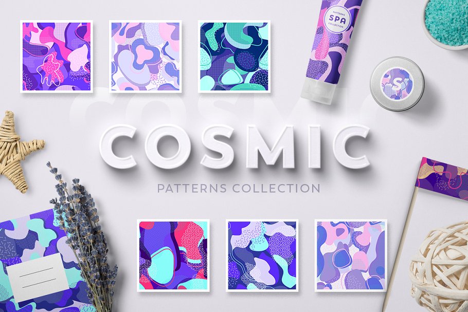 普罗旺斯薰衣草色矢量纹理合集 Provence Vector Patterns Collection
