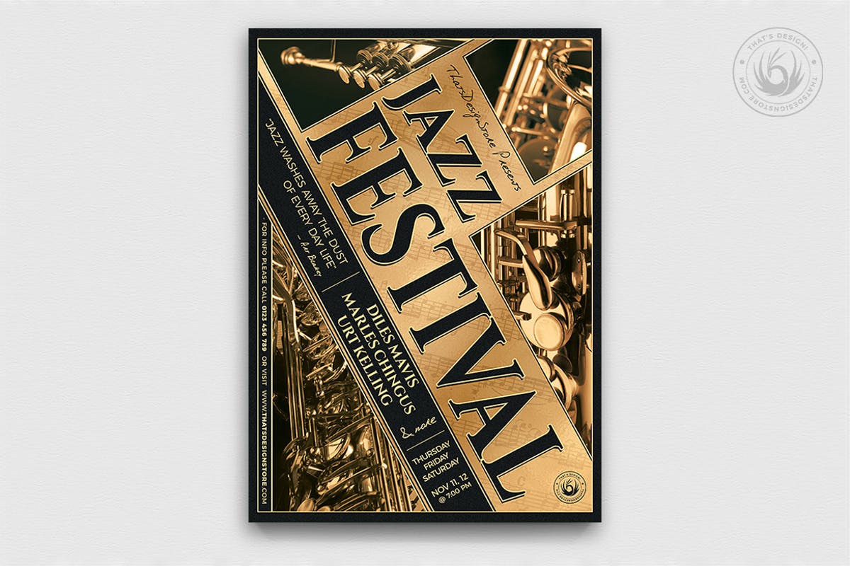 创意爵士音乐演奏会活动海报模板v1 Jazz Festival Flyer Template V1