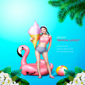 热带布局夏季主题多用途海报设计模板