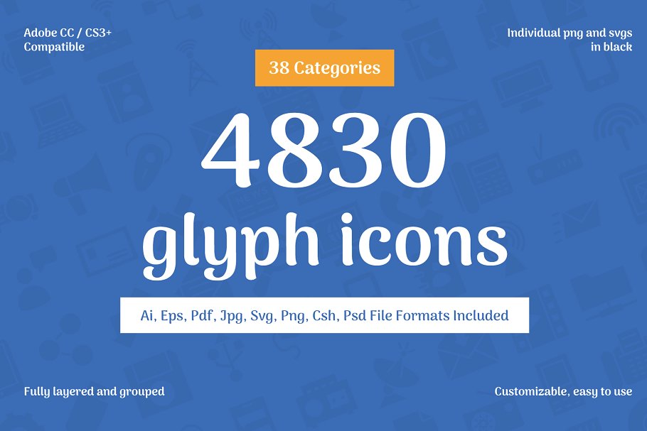 4830个多领域象形写意文字图标 4830 Glyph Icons